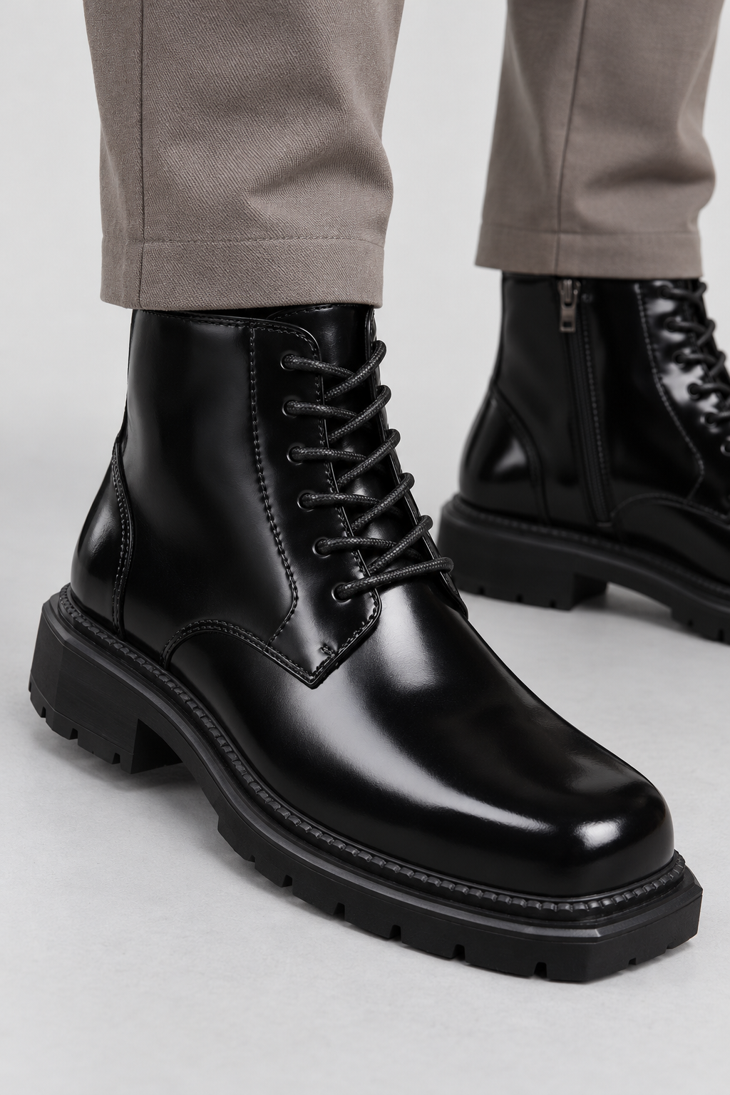Ankle Boots – Lace-Up Front & Treaded Sole for Grip