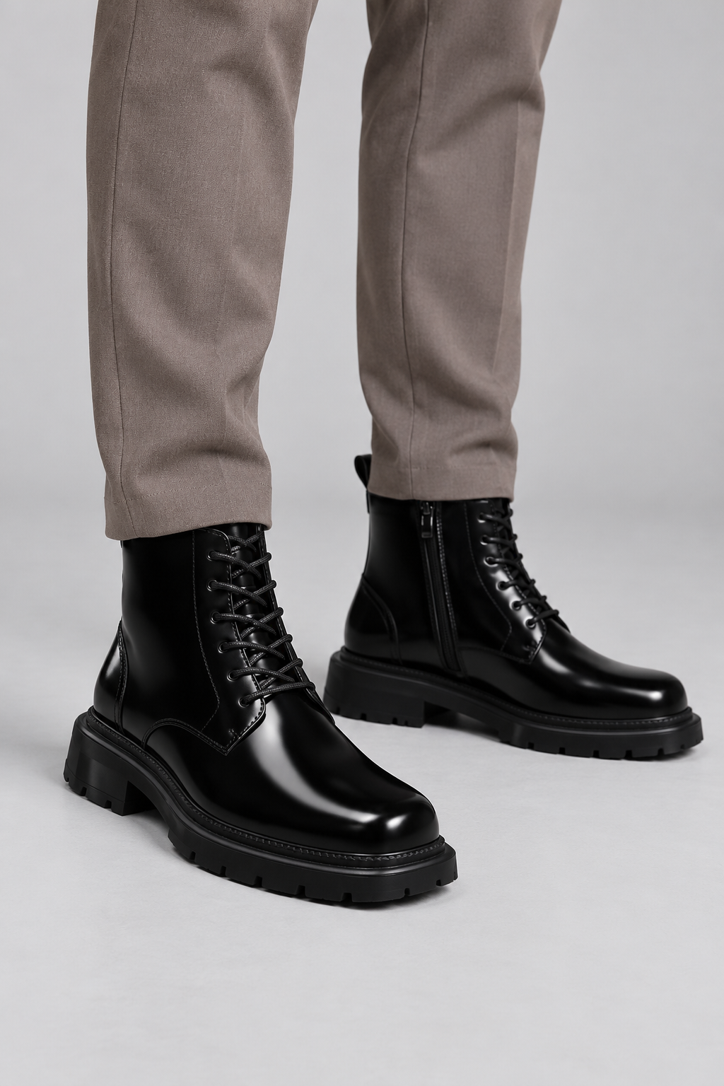 Ankle Boots – Lace-Up Front & Treaded Sole for Grip