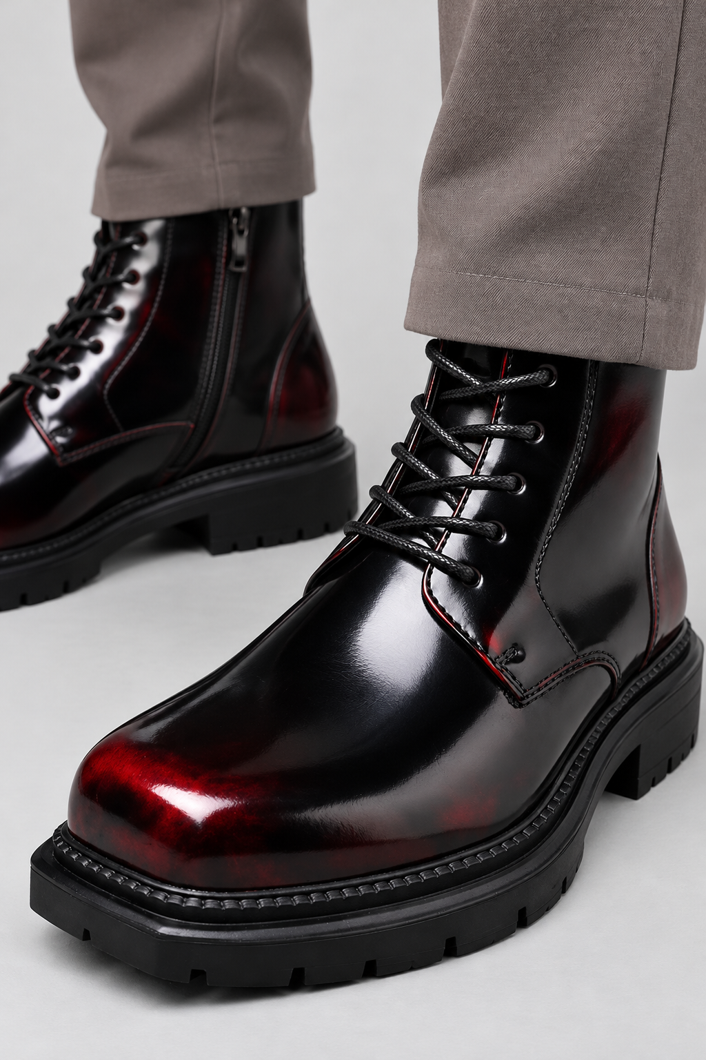 Ankle Boots – Lace-Up Front & Treaded Sole for Grip
