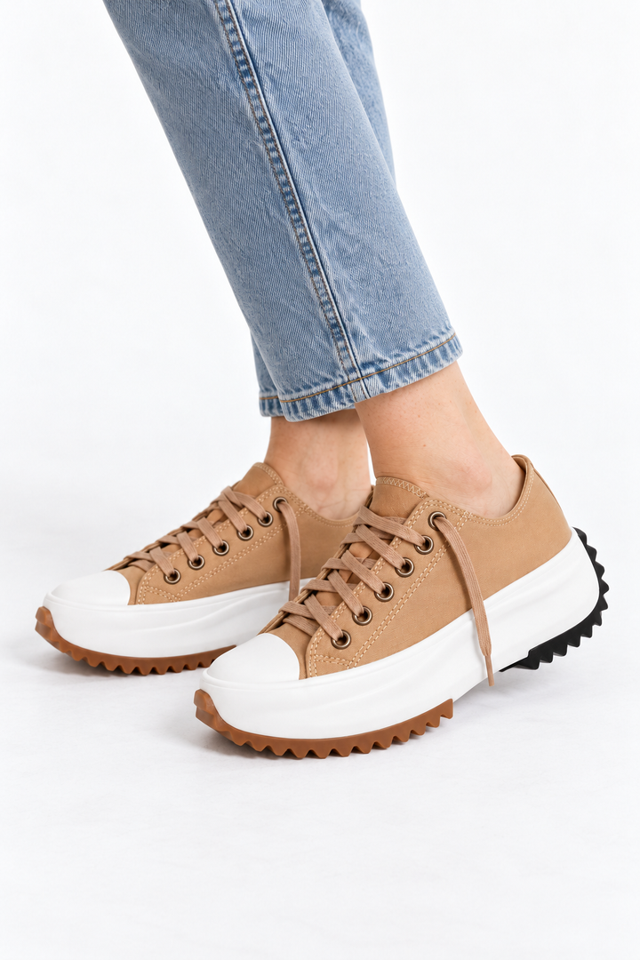 Canvas Blend Sneakers – Raised Sole & Cushioned Steps
