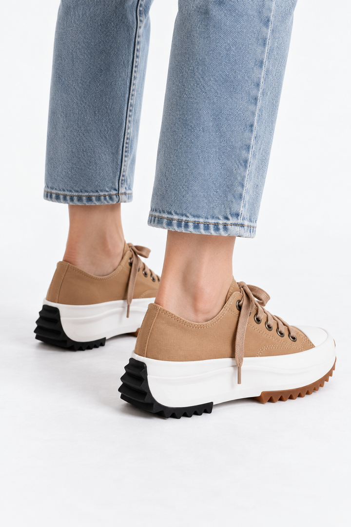 Canvas Blend Sneakers – Raised Sole & Cushioned Steps