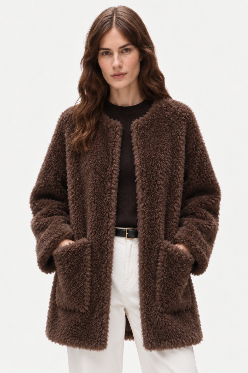 Luxurious soft shearling fur coat