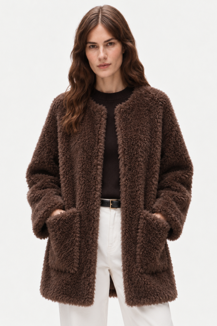 Luxurious soft shearling fur coat