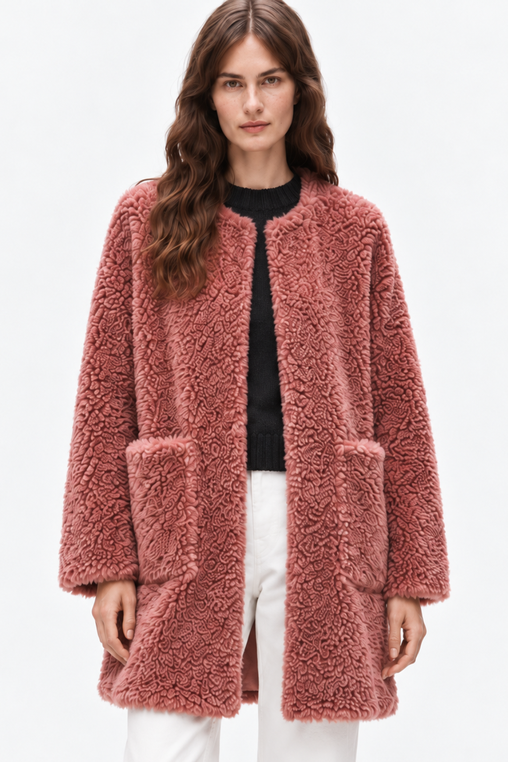 Luxurious soft shearling fur coat