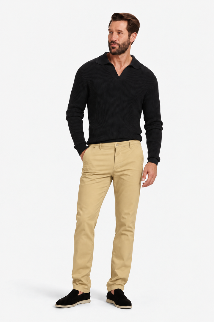 Slim-fit stretch cotton pants