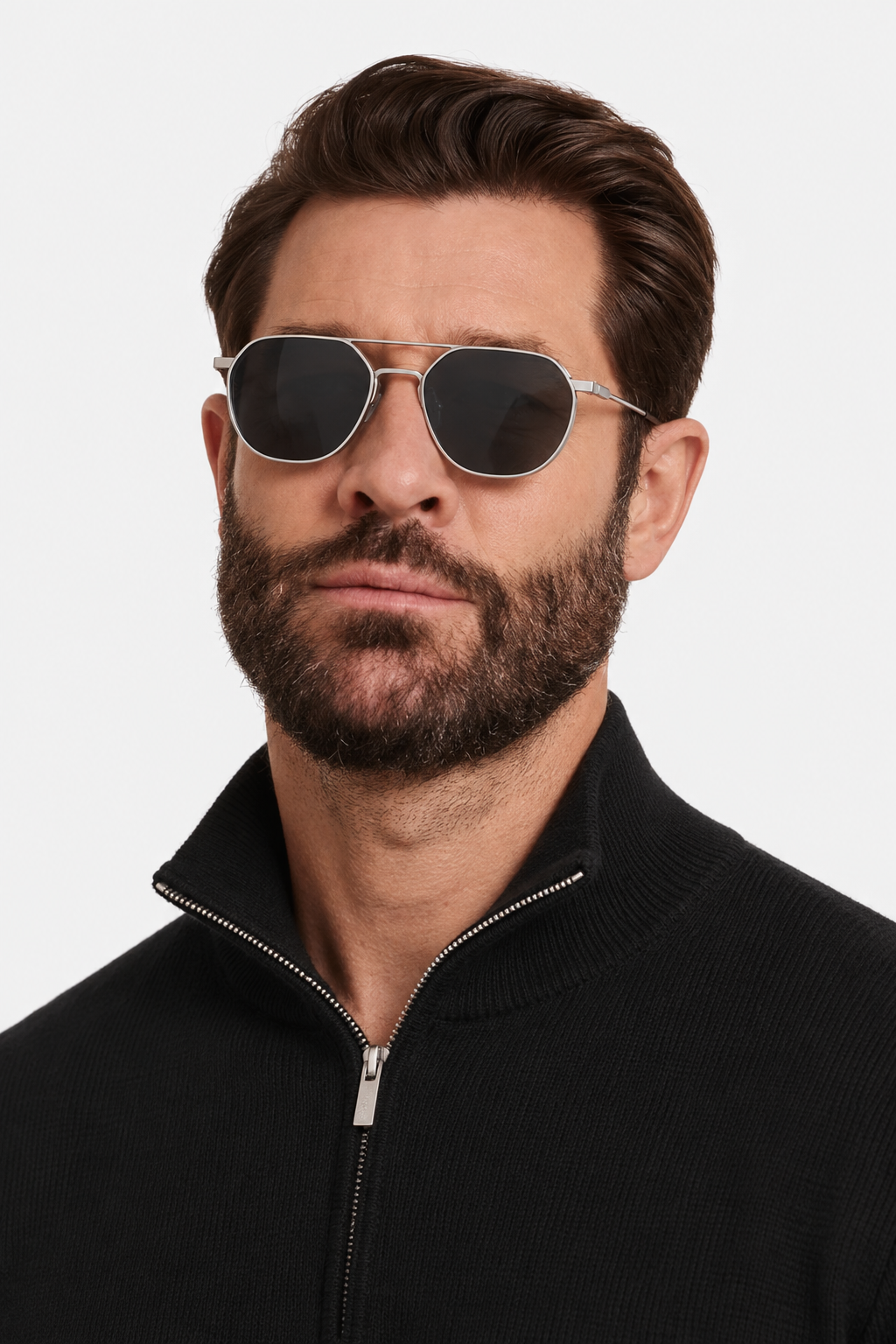 Geometric metal polarized sunglasses