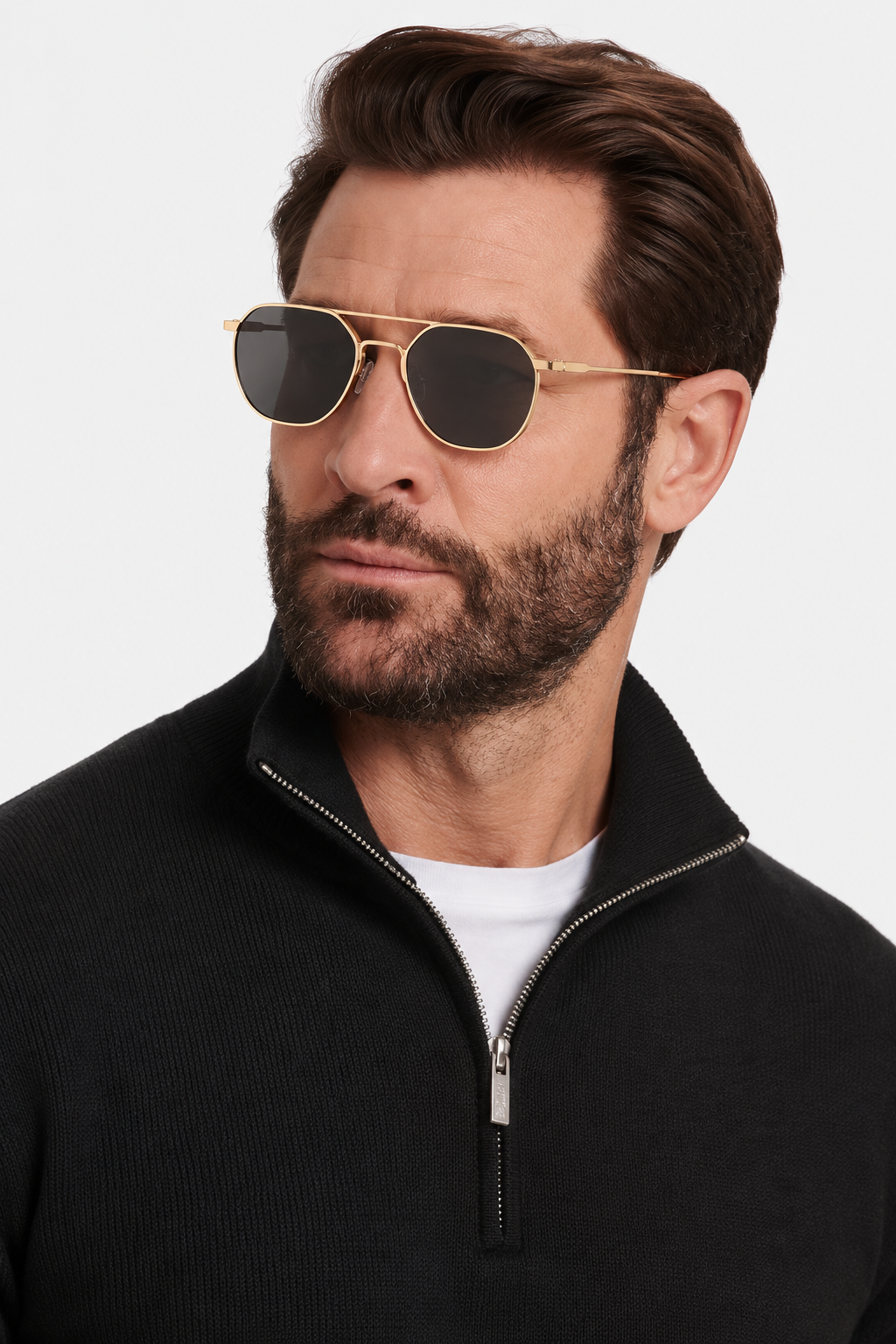 Geometric metal polarized sunglasses