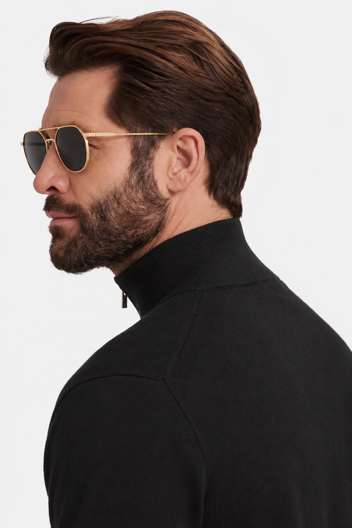 Geometric metal polarized sunglasses