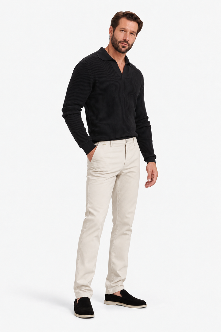 Slim-fit stretch cotton pants