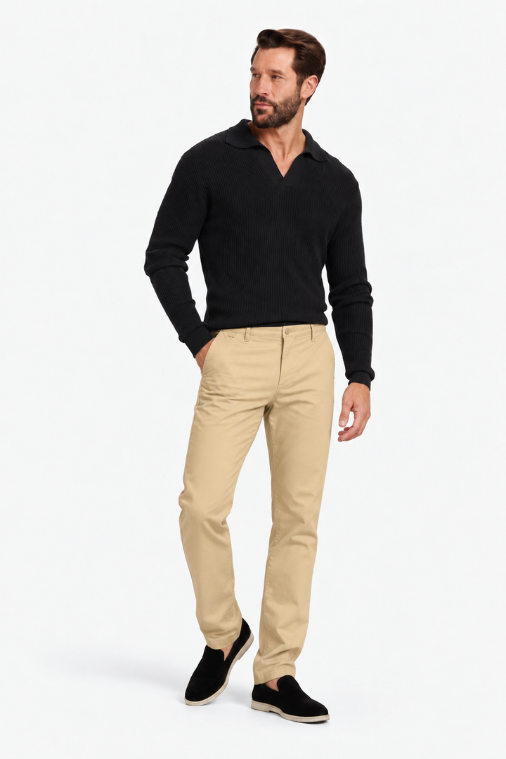 Slim-fit stretch cotton pants