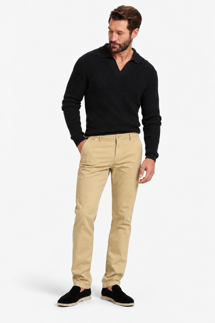 Slim-fit stretch cotton pants