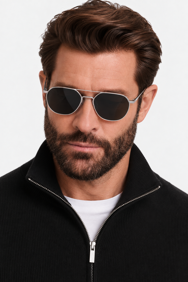 Geometric metal polarized sunglasses
