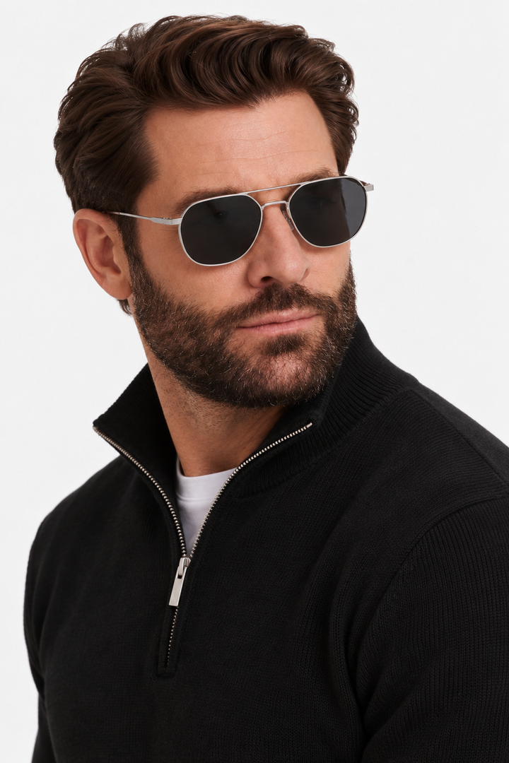 Geometric metal polarized sunglasses