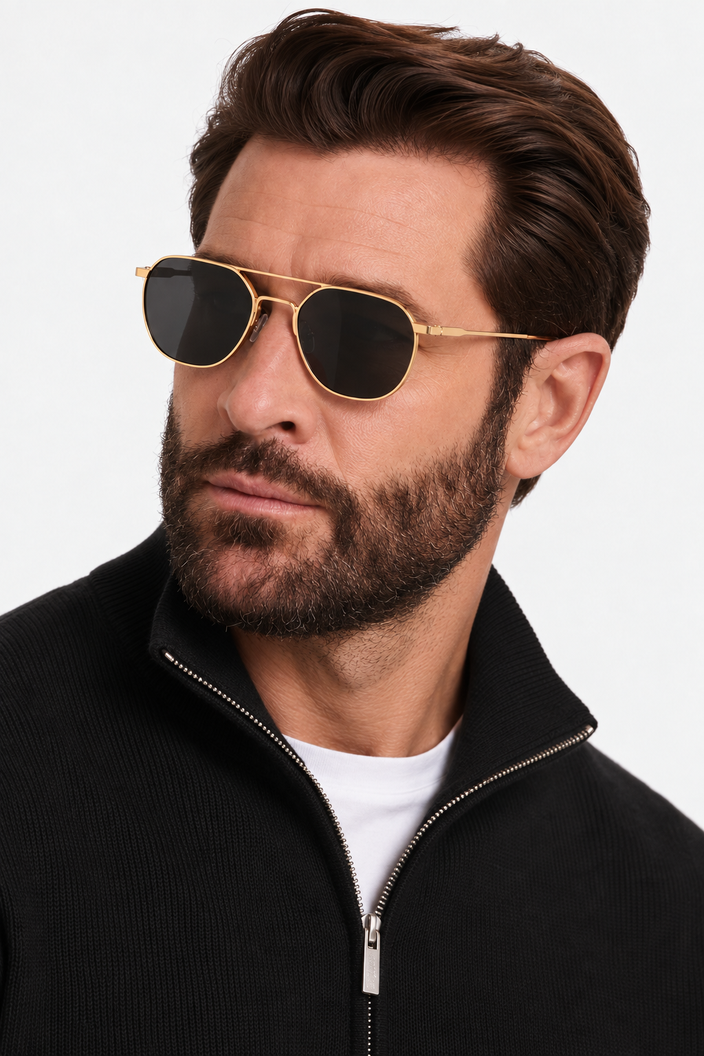 Geometric metal polarized sunglasses
