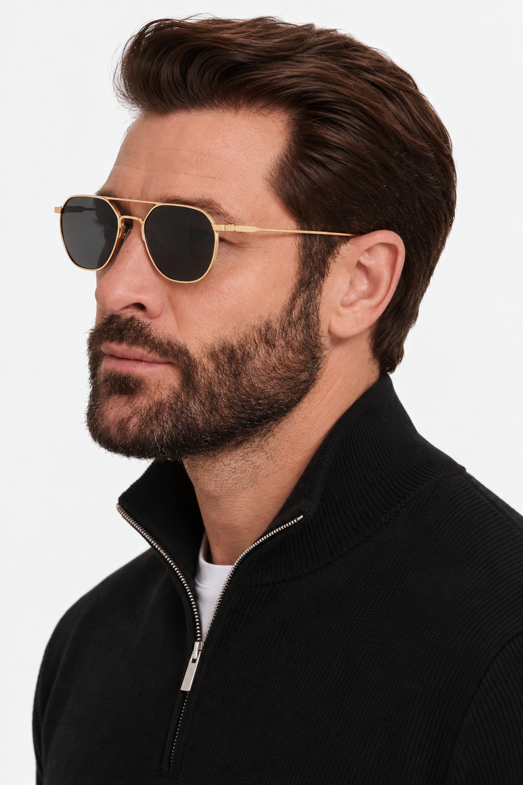 Geometric metal polarized sunglasses