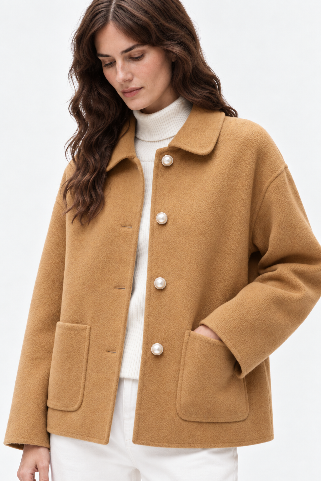 Cashmere doll collar short coat