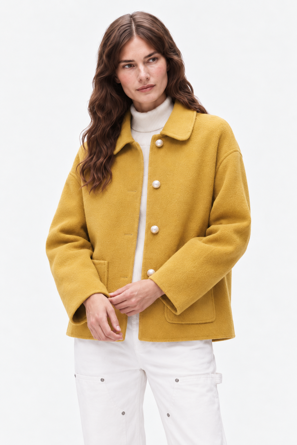 Cashmere doll collar short coat