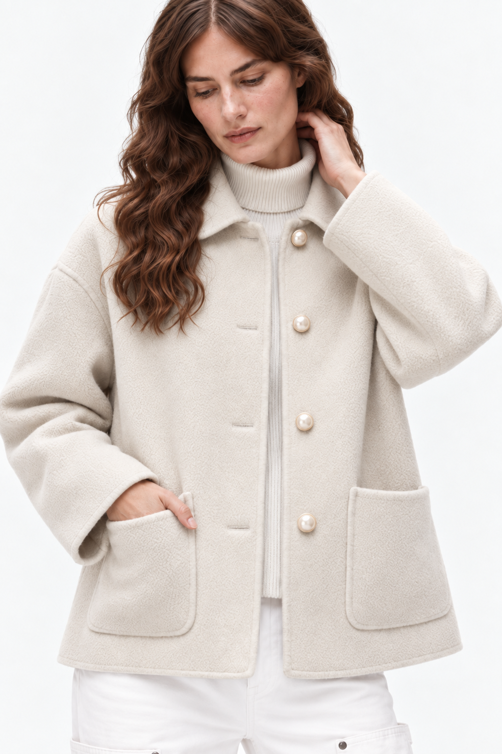 Cashmere doll collar short coat