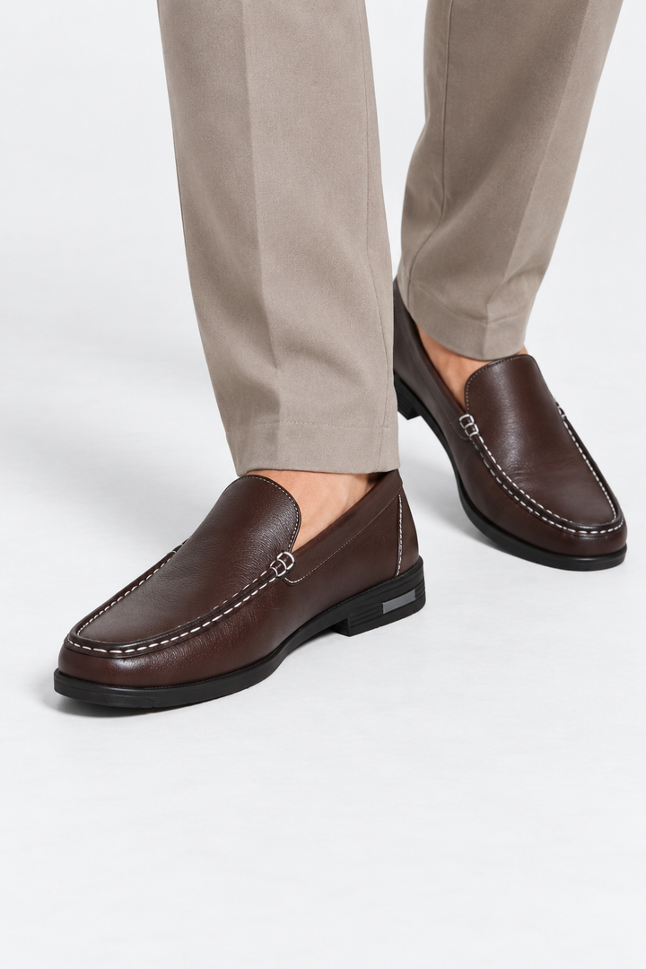Genuine leather cushioned loafers