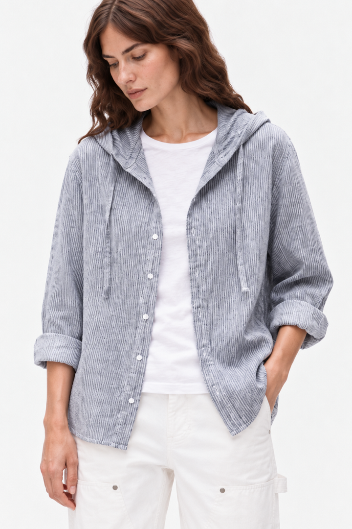 Contemporary gossamer linen hoodie