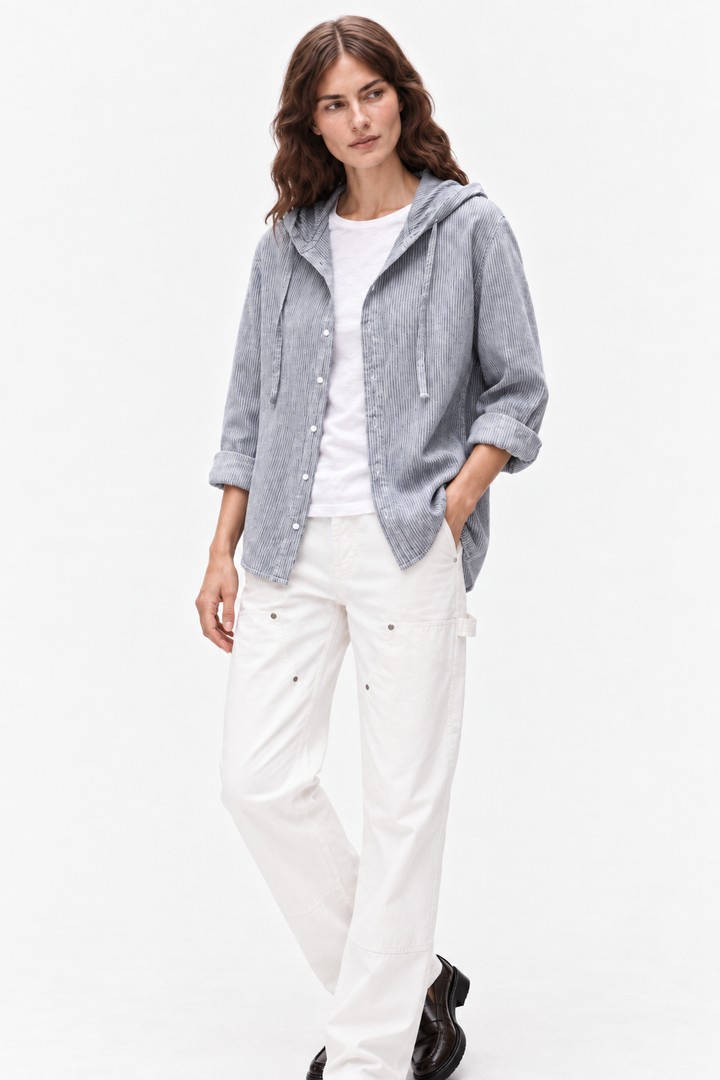 Contemporary gossamer linen hoodie