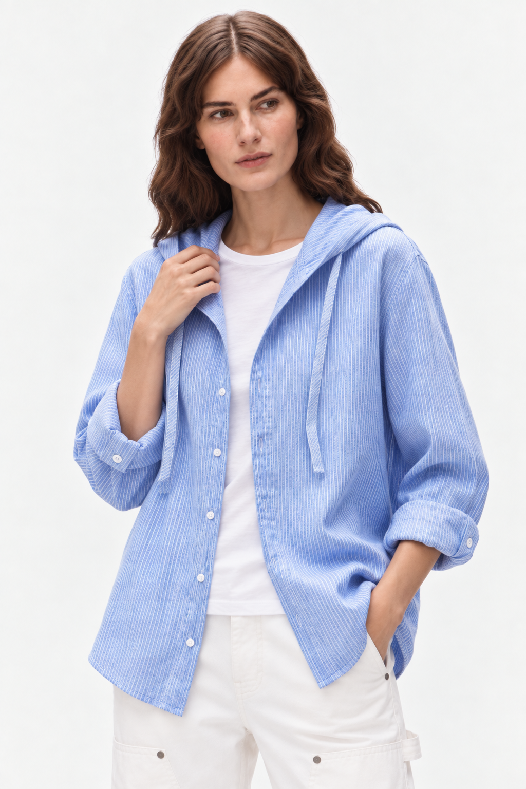 Contemporary gossamer linen hoodie