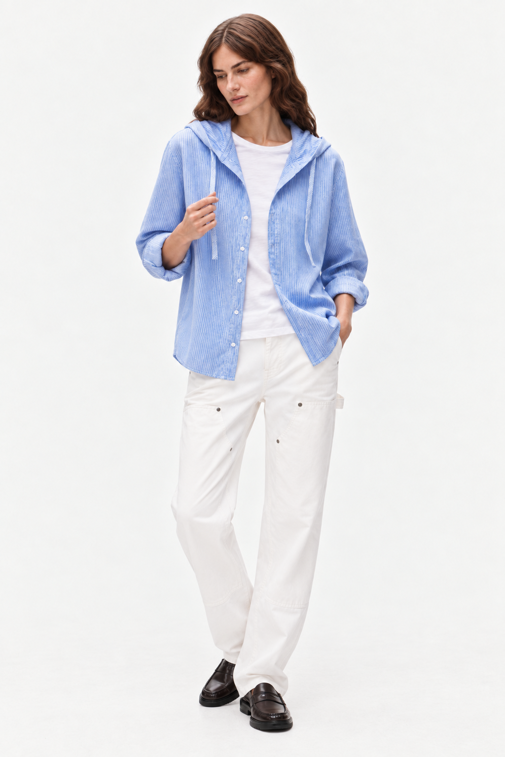 Contemporary gossamer linen hoodie