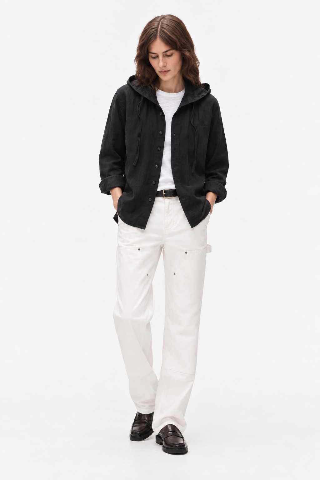 Contemporary gossamer linen hoodie