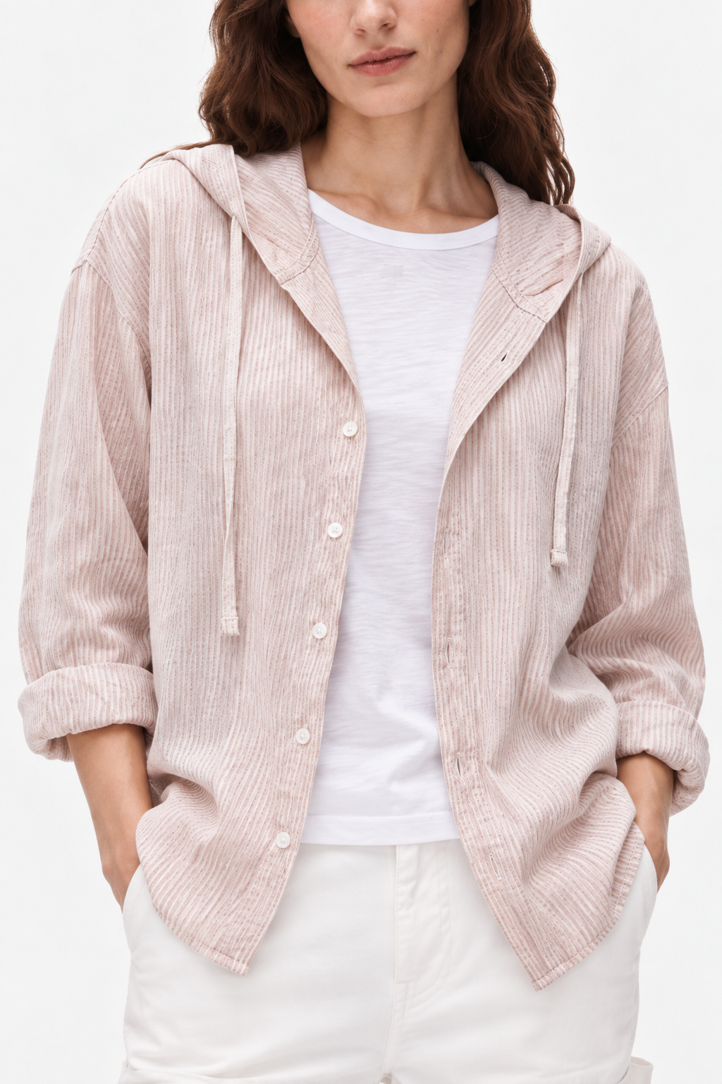 Contemporary gossamer linen hoodie