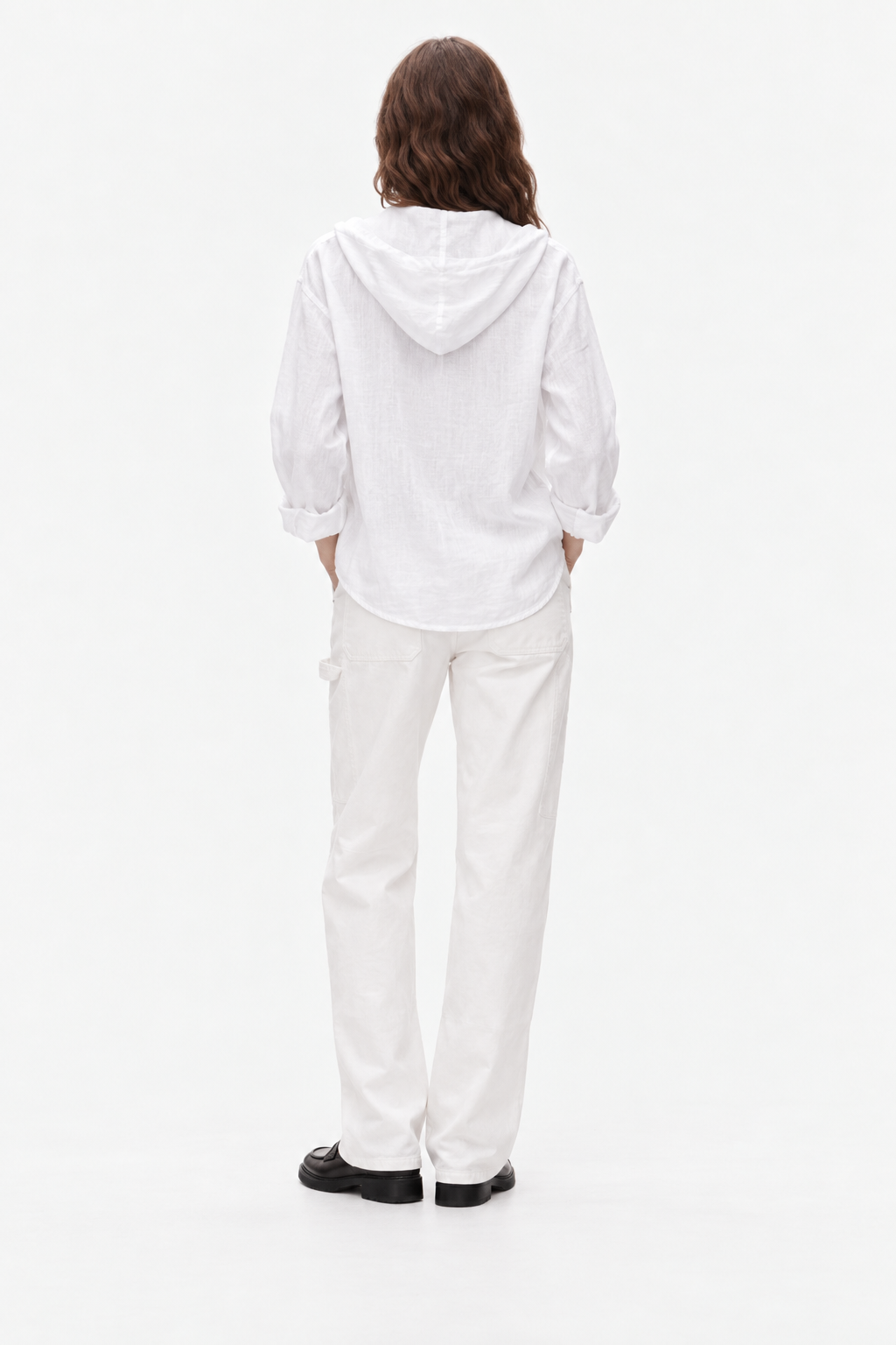 Contemporary gossamer linen hoodie