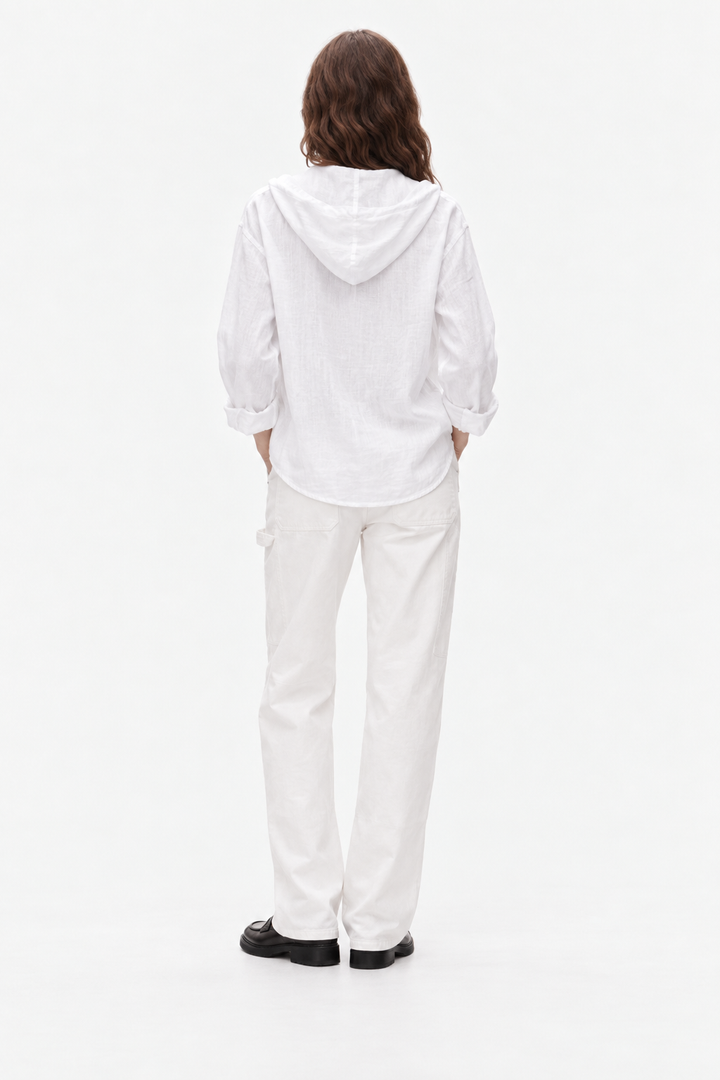 Contemporary gossamer linen hoodie