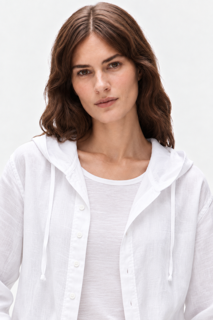 Contemporary gossamer linen hoodie