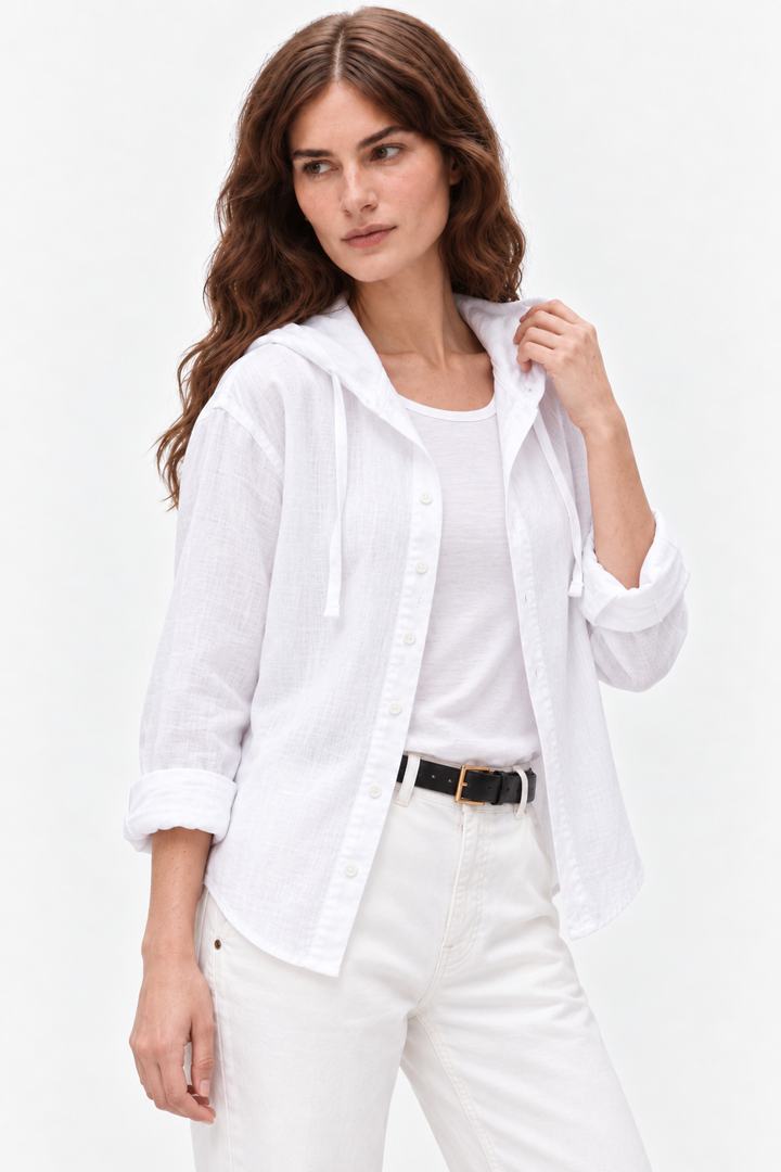 Contemporary gossamer linen hoodie