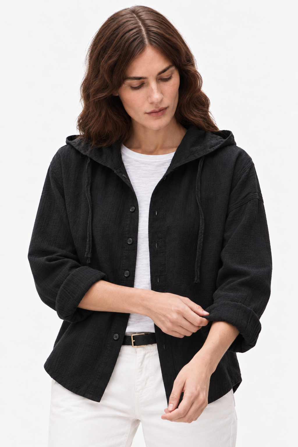 Contemporary gossamer linen hoodie