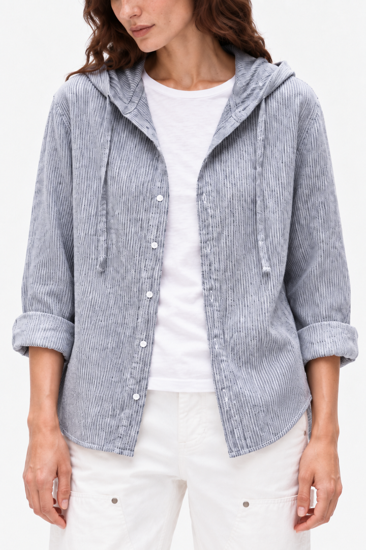Contemporary gossamer linen hoodie