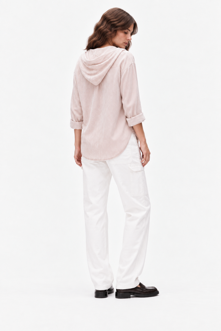 Contemporary gossamer linen hoodie