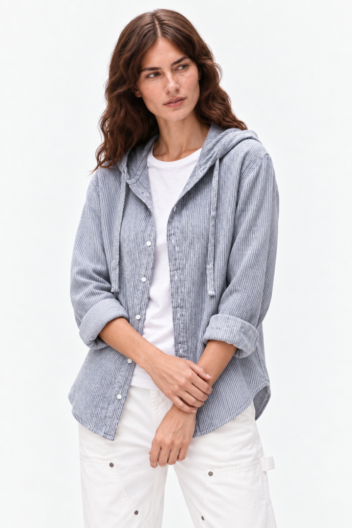 Contemporary gossamer linen hoodie