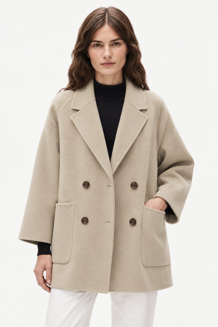 Double-breasted wool coat