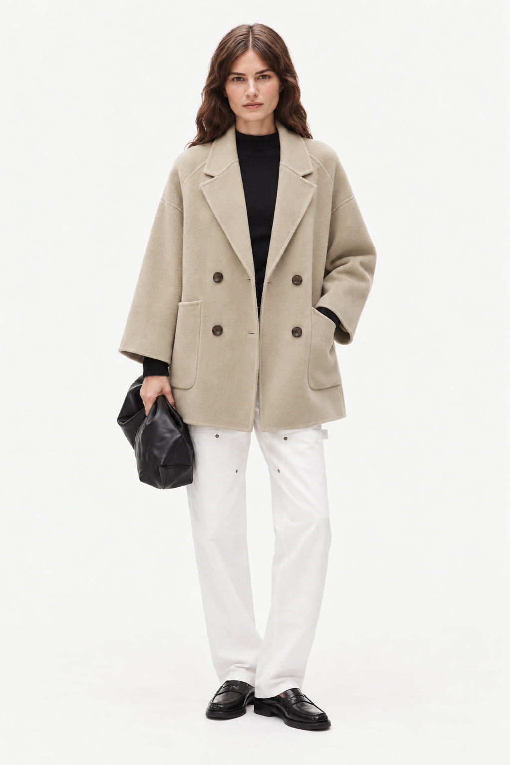 Double-breasted wool coat