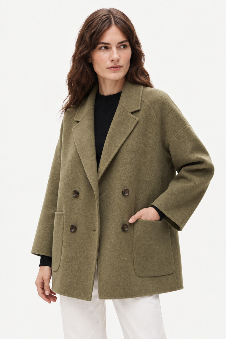 Double-breasted wool coat