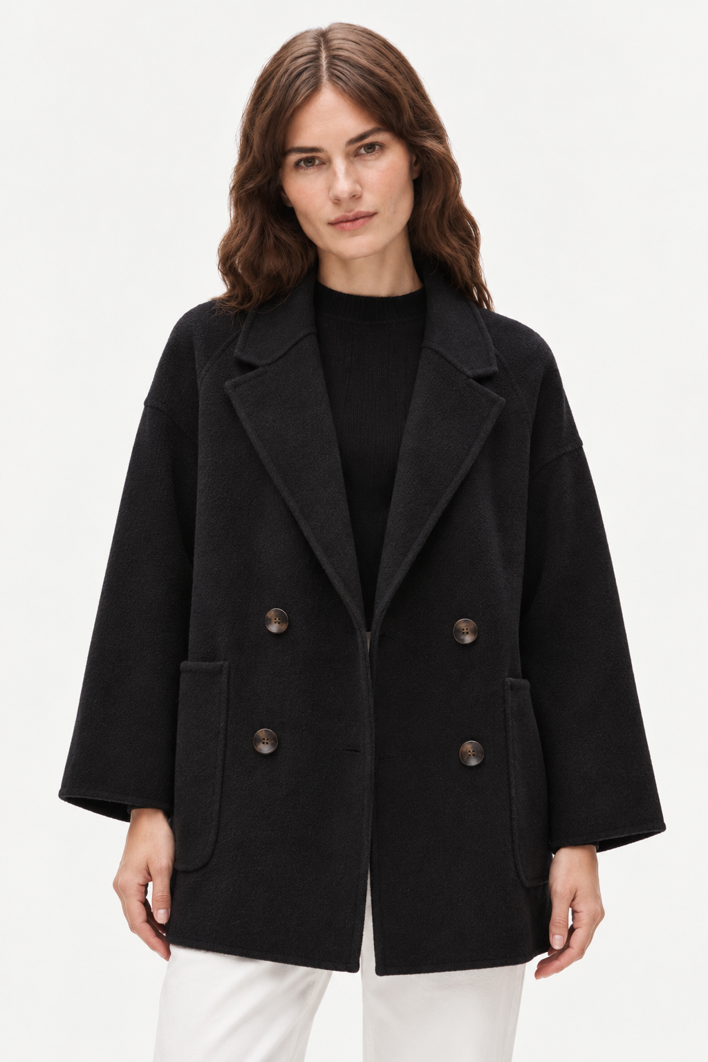 Double-breasted wool coat