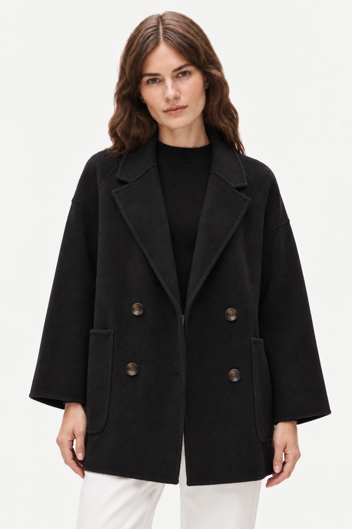 Double-breasted wool coat