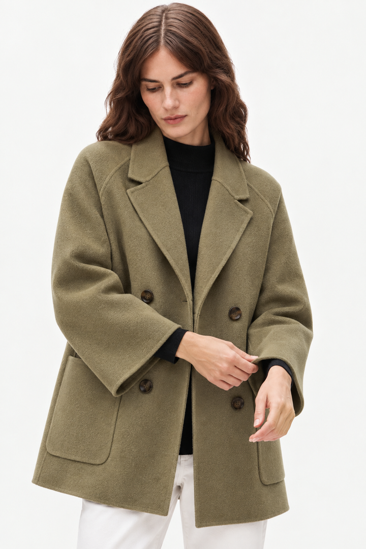 Double-breasted wool coat