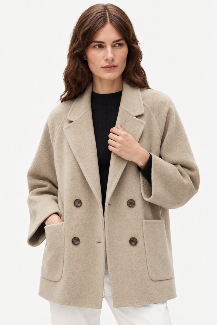 Double-breasted wool coat