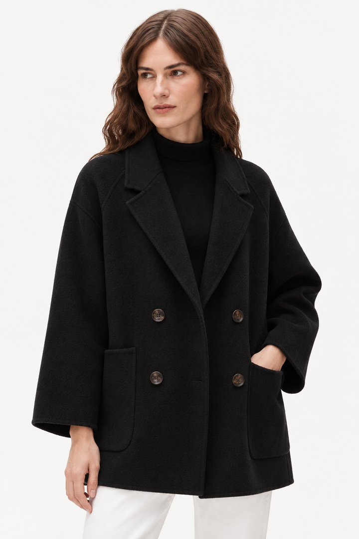 Double-breasted wool coat