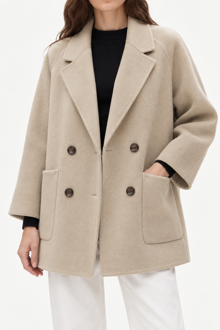 Double-breasted wool coat