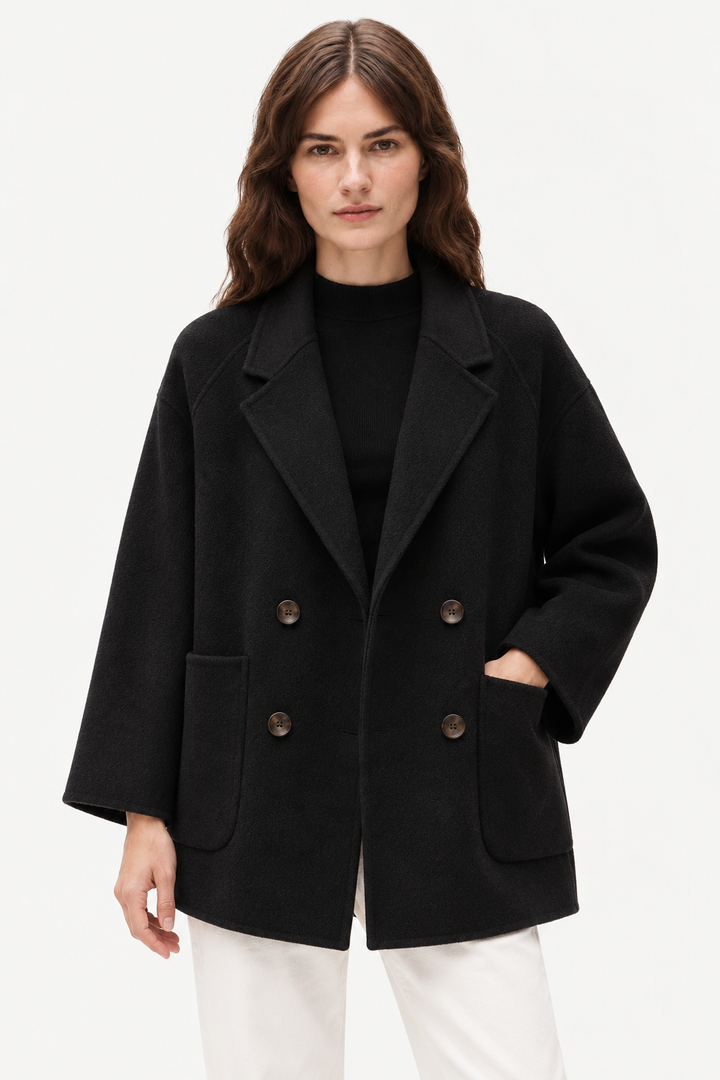 Double-breasted wool coat
