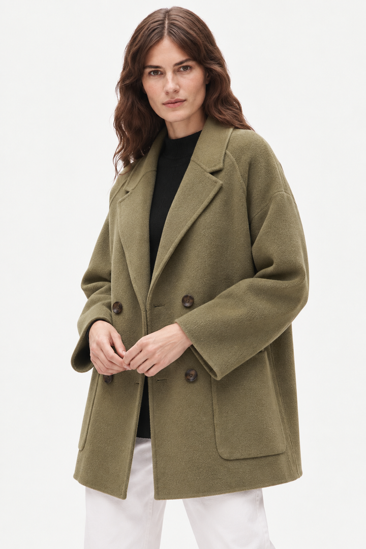 Double-breasted wool coat