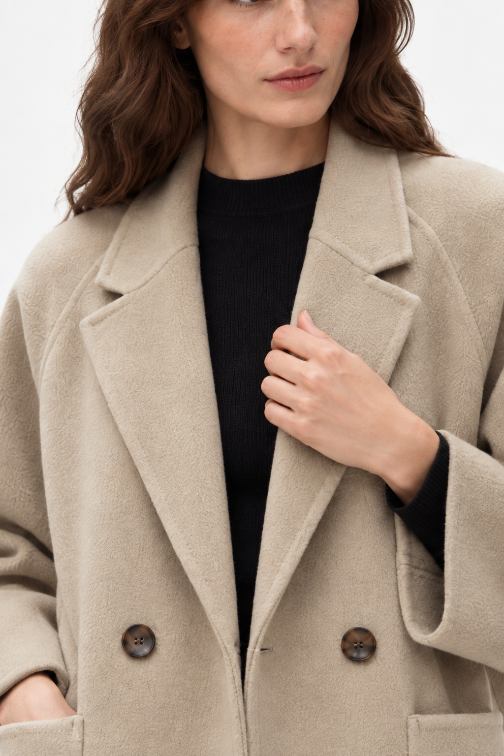 Double-breasted wool coat