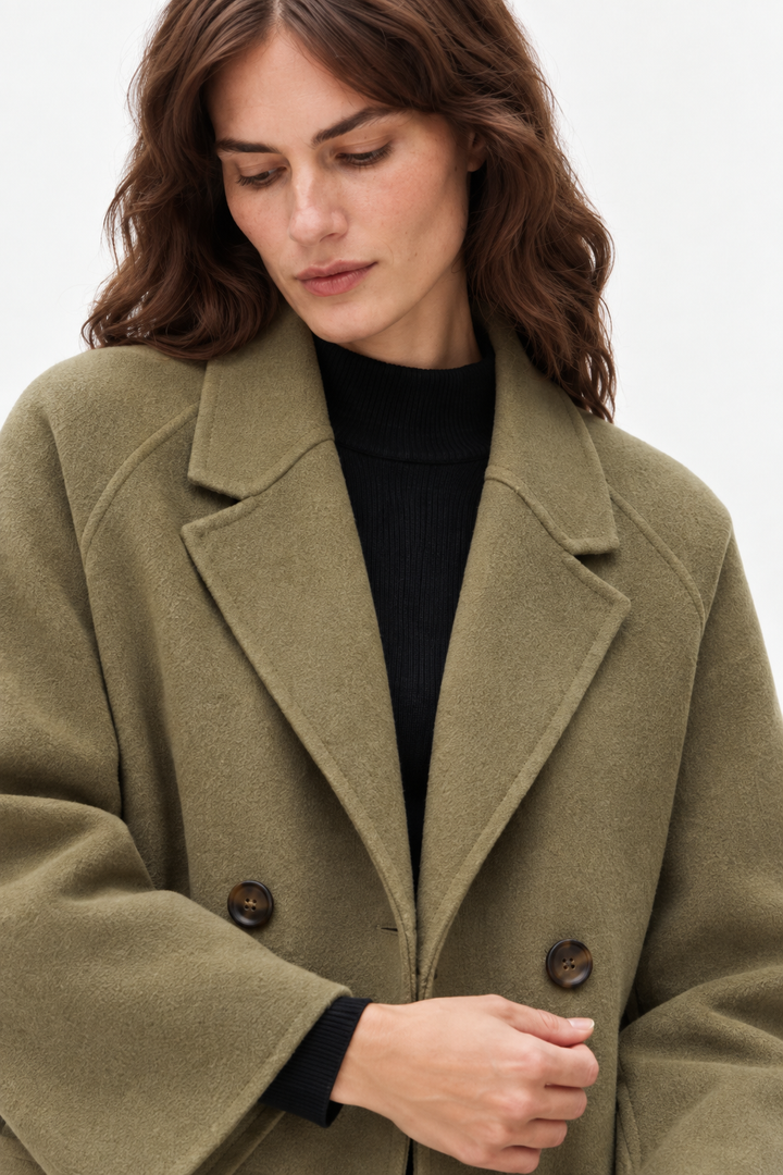 Double-breasted wool coat